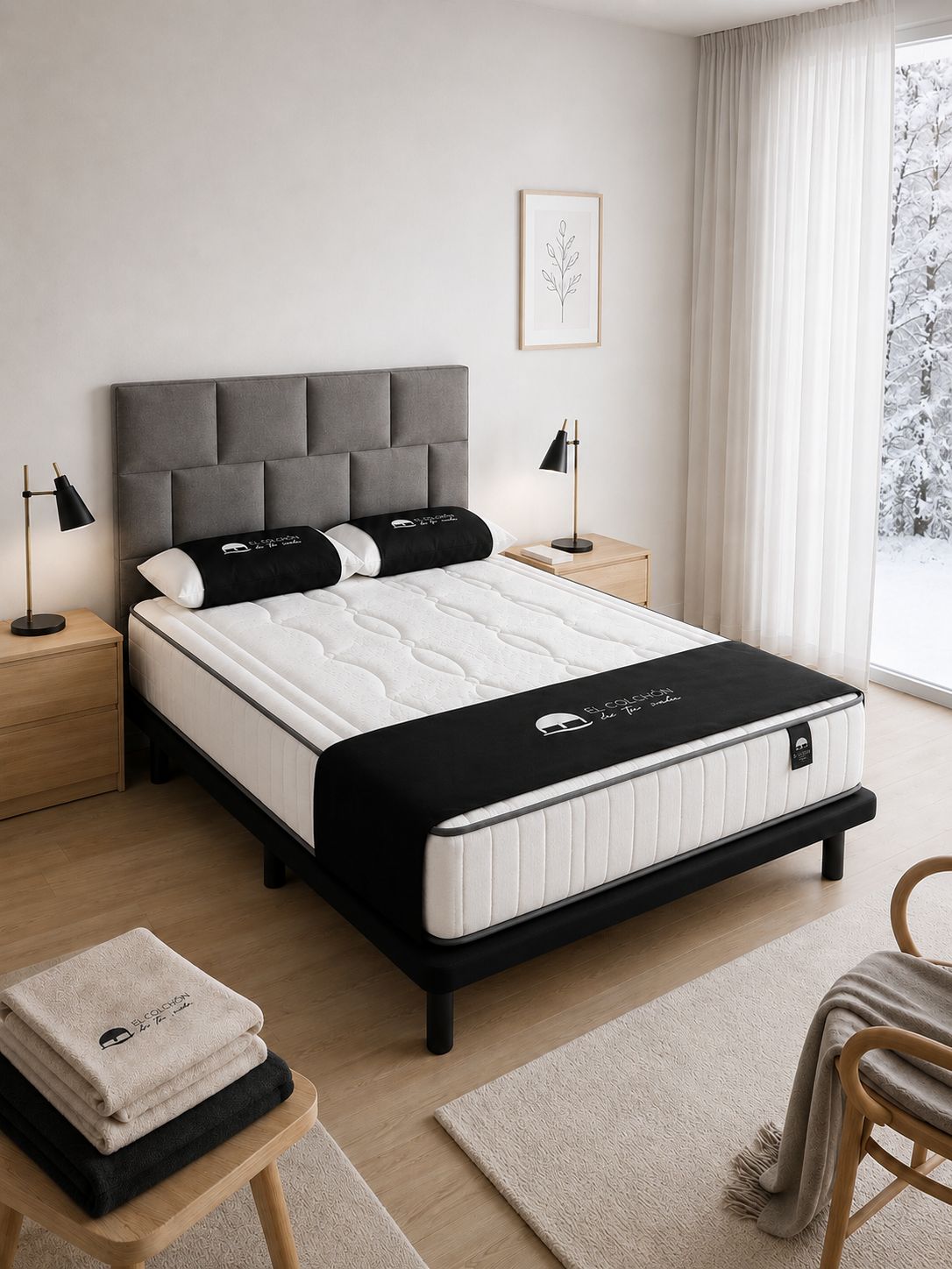 PACK COLCHON BALANCE + BASE TAPIZADA
